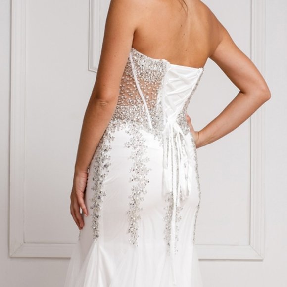 NEW Black Evening Long Sweetheart Strapless Mermaid Prom Dress GOWN AC774 - Picture 5 of 8